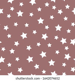 Simple pattern of stars. Light brown background, white stars. The print is well suited for textiles, Wallpaper, and postcards.