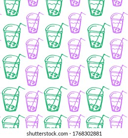 Simple pattern with tea. Can be used for the design of the café. Hand-drawn illustration.