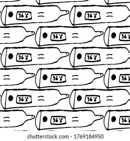Simple pattern of thermometers. You can use it in your design. Hand-drawn vector illustration.
