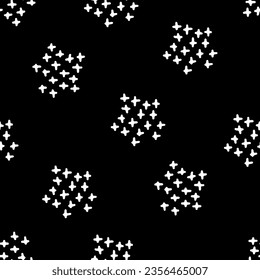 Simple pattern with tick scribbles drawn by hand. Seamless vector minimalistic pattern on black background