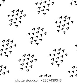Simple pattern with tick scribbles drawn by hand. Seamless vector minimalistic pattern on white background
