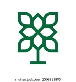 padrão simples de uma árvore com o vetor de logotipo de folhas grossas
