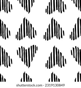 Simple pattern wirh black graphic hearts on white background. Great element for your design.