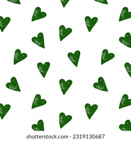 Simple pattern wirh green graphic hearts on white background. Great element for your design.
