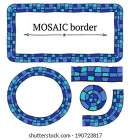 Simple patterned decorative mosaic frames. Mosaic brush. Vector.