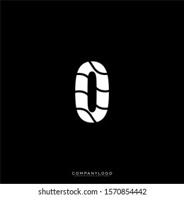 simple patterned white O logo letter isolated on black background design concept