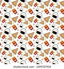 simple patterns with food, pizza, sushi, and french fries