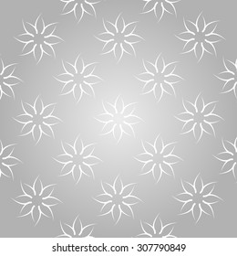 Simple patterns. Vector seamless pattern. Modern stylish texture. Repeating geometric with arcs. Flower shaped pattern grid. Stars pattern. White.