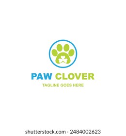 Simple paw with clover logo design on white background