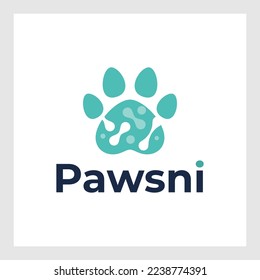 Simple paw logo vector icon, simple paw logo template.pet shop design logo template