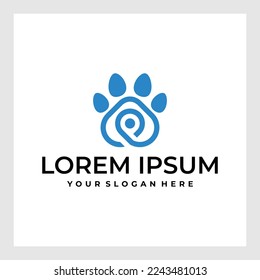 Simple paw logo vector icon, simple paw logo template
