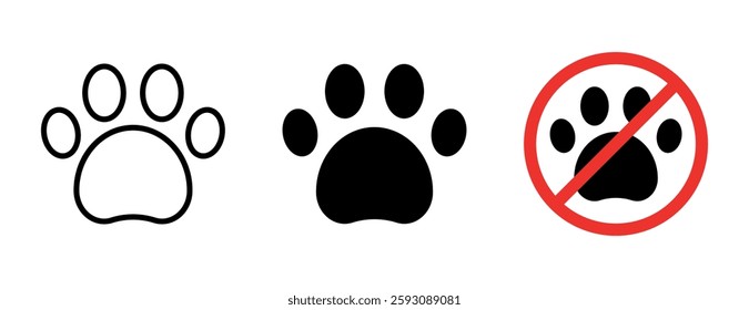 Simple Paw Print Icons: Allowed, Prohibited, and Neutral