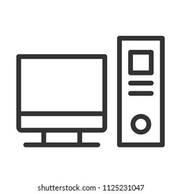 simple pc desktop set icon with line style use for ui ux button interface web application, startup, website, editable stroke