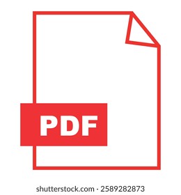 Simple PDF file icon with a clean red border, indicating a file format used for viewing and sharing documents across devices and platforms