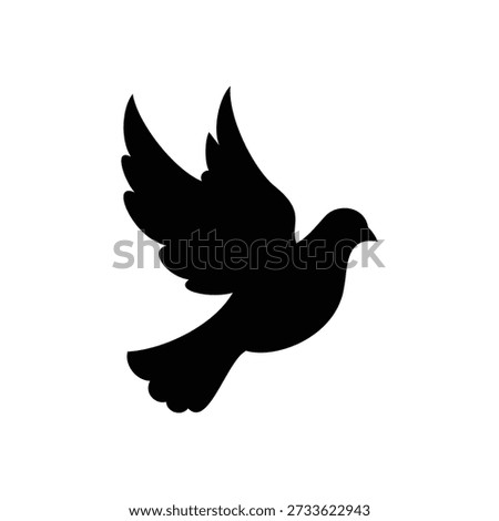 Simple peace dove silhouette vector flat design on white background.