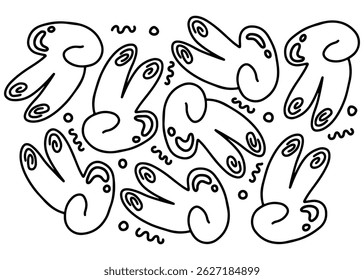 Simple peace hand symbol doodle hand drawing. Peace, Two fingers, cute pattern background