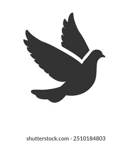 Simple peace vector icon. Dove, pigeon with olive branch. Dove symbol of peace