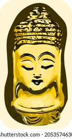 Simple peaceful vector art of Buddha in a traditional South and South-East Asian style. 