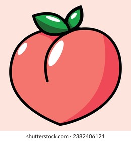 simple peach icon with dark outline in editable vector format