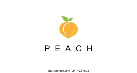 Simple peach logo design with unique concept| fruit logo| premium vector