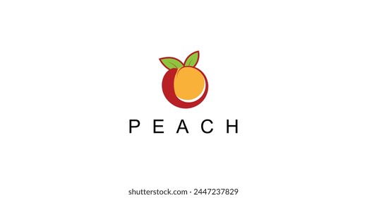Simple peach logo design with unique concept| fruit logo| premium vector