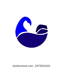 Simple peacock logo in blue. Suitable for brand needs