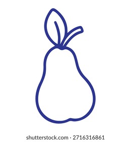 Fruta de pera simples com contorno limpo e detalhes mínimos. Design bonito e fácil de colorir, perfeito para crianças colorindo livros, planilhas e atividades imprimíveis.