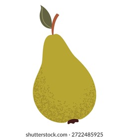 Ilustración de pera simple. Fruta de pera fresca. Concepto de comida saludable. Diseño de Vector plano mínimo para el interior, cartel, cubierta, Anuncio. Aislado sobre fondo blanco.