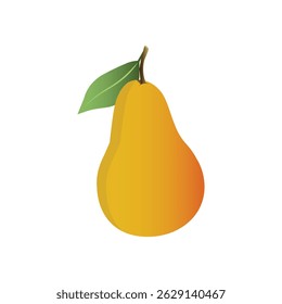 Simple Pear Illustration Fruit Flat Cartoon Vector 