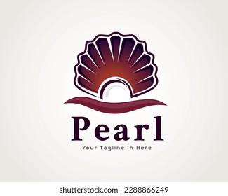 simple pearl with shell logo icon symbol design template illustration