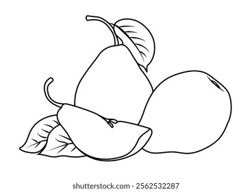 Simple Pears Coloring Page for Kids