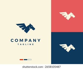 simple pegasus silhouette logo design