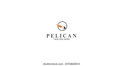 Simple pelican bird logo design with unique concept ,premium vector