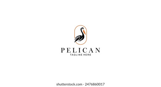 Simple pelican bird logo design with unique concept ,premium vector