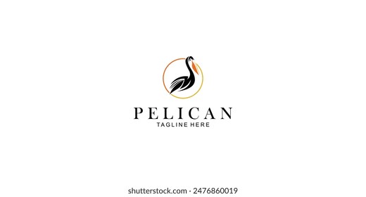 Simple pelican bird logo design with unique concept ,premium vector