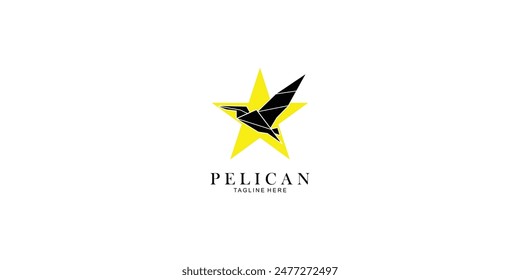 Simple pelican bird logo design with unique concept ,premium vector