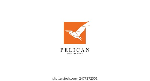 Simple pelican bird logo design with unique concept ,premium vector