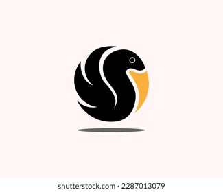 simple pelican formed circle icon symbol logo design template illustration inspiration