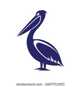 Simple Pelican Silhouette Logo Vector.	