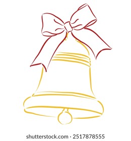Dibujo a pluma simple de una campana de Navidades