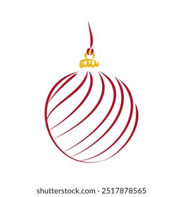 simple dibujo a pluma de bola de Navidad roja