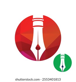Simple Pen Leaf Logo Design Vector illustration