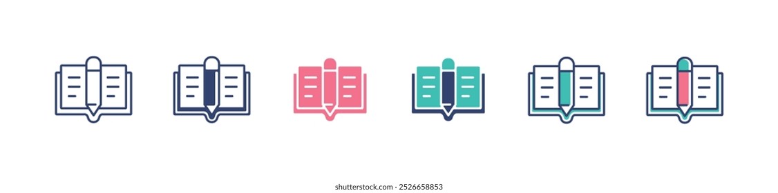 simple pencil book icon set education business learning study online school signs vector illustration