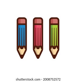 Simple pencil cartoon black line art number three design vector