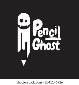 simple pencil and ghost logo vector