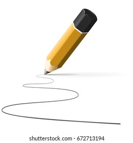 simple pencil hb with drawn line isolated on white background
