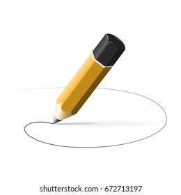 simple pencil hb with drawn line isolated on white background