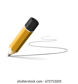 simple pencil hb with drawn line isolated on white background