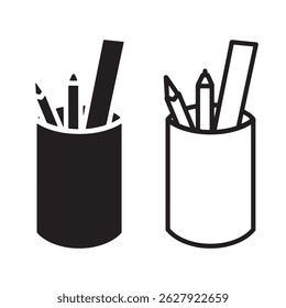 ícone simples de suporte de lápis. formato vetorial minimalista. logotipos, adesivos, mercadorias e elementos da interface do usuário