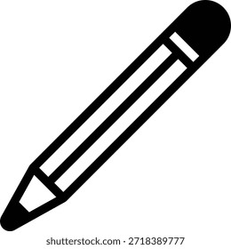 Icono de lápiz simple que representa aplicaciones de escritura, edición y diseño para medios digitales e impresos.